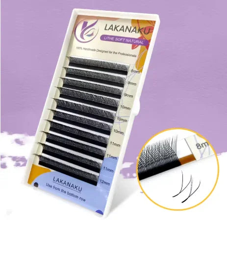 Lakanaku extensão de pestanas em forma de y, 0.07mm, pontas duplas, e volume brasileiro