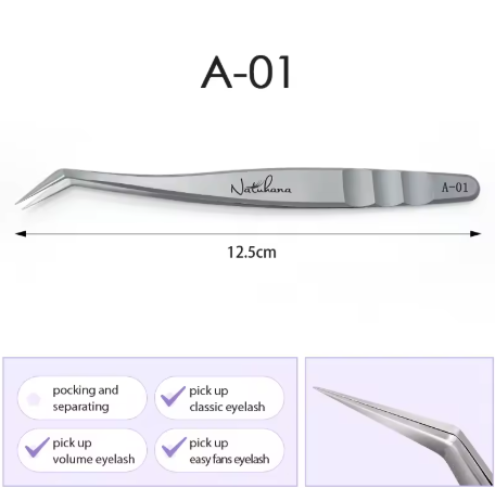 Natuhana pinças de extensões de pestanas para lash de aço inoxidável