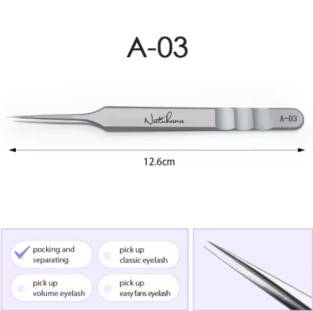 Natuhana pinças de extensões de pestanas para lash de aço inoxidável