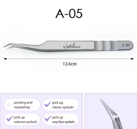 Natuhana pinças de extensões de pestanas para lash de aço inoxidável