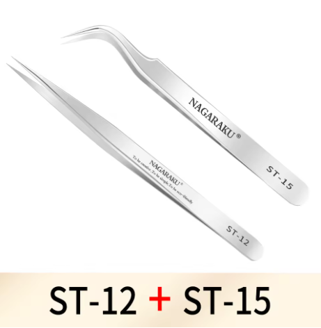 NAGARAKU Pinça de extensão de cílios de aço inoxidável conjunto